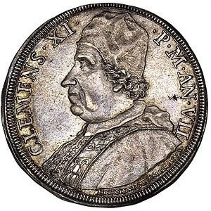 Аверс монеты Папская область, 1 пиастр, 1707