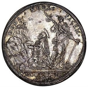 Реверс монеты Папская область, 1 пиастр, 1707