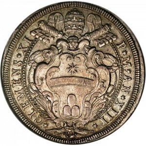 Аверс монеты Папская область, 1 пиастр, 1713, Фонтан с площадью Пантеона на реверсе
