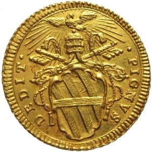 Аверс монеты Папская область, 1 цехин, 1730-1739