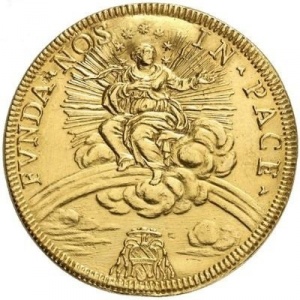 Реверс монеты Папская область, 4 доппии, 1678