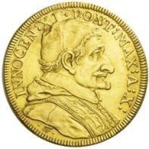 Аверс монеты Папская область, 4 доппии, 1682-1685