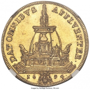 Реверс монеты Папская область, 4 доппии, 1694
