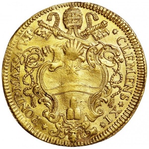 Аверс монеты Папская область, 4 доппии, 1706, Мадонна со стоящим младенцем