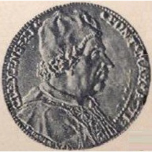 Аверс монеты Папская область, 4 доппии, 1706, Благочестие и раздор у алтаря