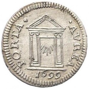 Реверс монеты Папская область, ½ гроссо, 1699, Открытие святой двери /PORTA AVREA/
