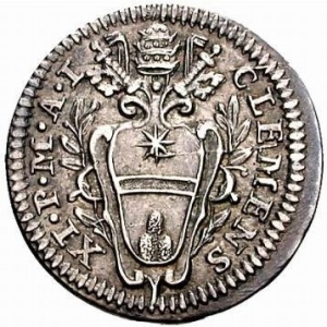 Аверс монеты Папская область, 1 гроссо, 1701, Священное владение Латеранской базилики
