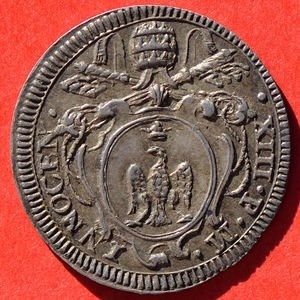 Аверс монеты Папская область, 1 гроссо, 1721, Священное владение Латеранской базилики