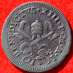 Аверс монеты Папская область, 1 гроссо, 1724, Священное владение Латеранской базилики