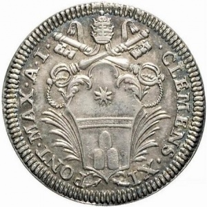 Аверс монеты Папская область, 1 джулио, 1700, Закрытие Святой двери