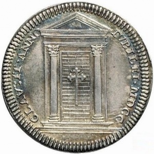 Реверс монеты Папская область, 1 джулио, 1700, Закрытие Святой двери