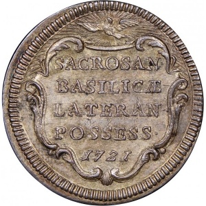 Реверс монеты Папская область, 1 джулио, 1721, Священное владение Латеранской базилики