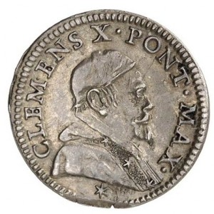 Аверс монеты Папская область, 1 гроссо, 1670, Герб на реверсе