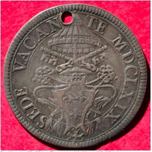 Аверс монеты Папская область, 1 джулио, 1669, Sede Vacante