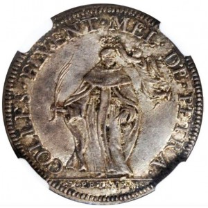 Реверс монеты Папская область, 1 джулио, 1670, Святой Петр на реверсе