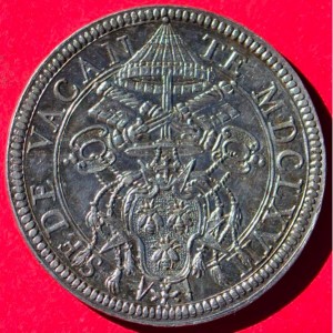 Аверс монеты Папская область, 1 тестоне, 1667, Sede Vacante