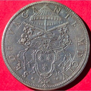 Аверс монеты Папская область, 1 пиастр, 1655, Sede Vacante