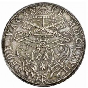 Аверс монеты Папская область, 1 пиастр, 1667, Sede Vacante