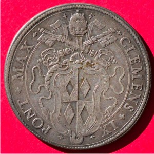 Аверс монеты Папская область, 1 пиастр, 1667, Климент IX