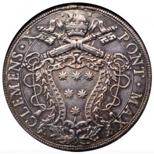 Аверс монеты Папская область, 1 пиастр, 1672, Герб на аверсе