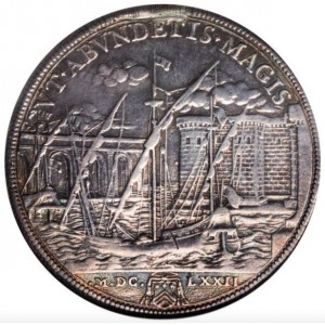 Реверс монеты Папская область, 1 пиастр, 1672, Герб на аверсе