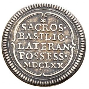 Реверс монеты Папская область, 1 гроссо, 1670, Священное владение Латеранской базилики