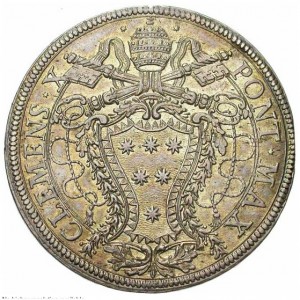 Аверс монеты Папская область, 1 пиастр, 1675, Открытие Святой двери /Герб на аверсе/