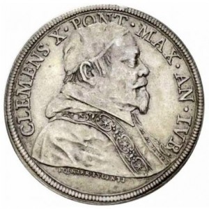 Аверс монеты Папская область, 1 пиастр, 1675, Закрытие Святой двери /Папа на аверсе/