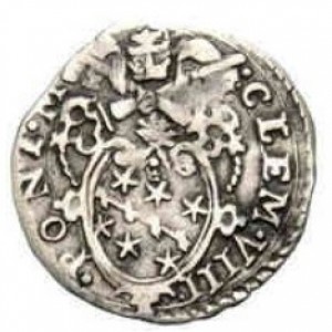 Аверс монеты Папская область, ½ гроссо, 1592, Святой Петр на реверсе