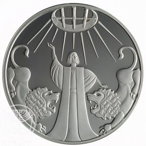 Реверс монеты Израиль, 1 новый шекель, 2012, Библейское искусство - Даниил в логове львов