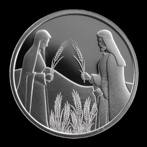 Реверс монеты Израиль, 1 новый шекель, 2020, Библейское искусство - Руфь на поле Вооза