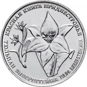 Реверс монеты Приднестровье, 1 рубль, 2019, Тюльпан Биберштейна