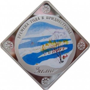 Реверс монеты Приднестровье, 5 рублей, 2011, Четыре времени года - Зима