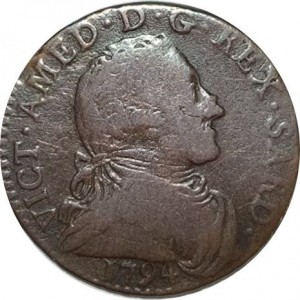 Аверс монеты Савойя, 5 сольдо, 1794-1796