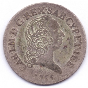 Аверс монеты Савойя, 7.6 сольдо, 1755-1758