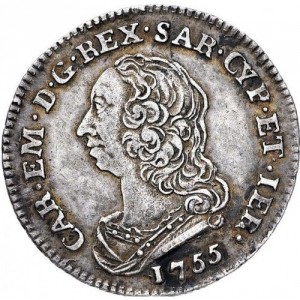 Аверс монеты Савойя, ⅛ скудо, 1755-1758