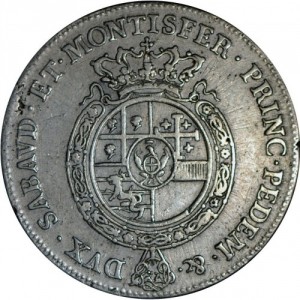 Реверс монеты Савойя, 1 скудо, 1755-1769