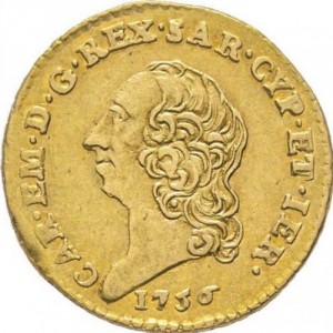 Аверс монеты Савойя, ¼ доппии, 1755-1757