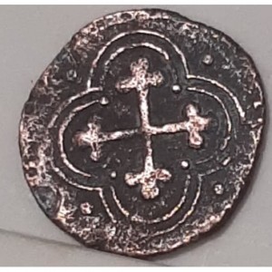 Реверс монеты Савойя, ¼ сольдо, 1580, Монограмма "C E" на аверсе