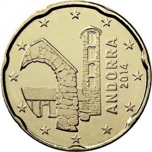 Аверс монеты Андорра, 20 евроцентов, 2014-2025