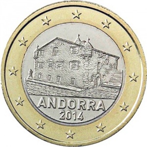 Аверс монеты Андорра, 1 евро, 2014-2025