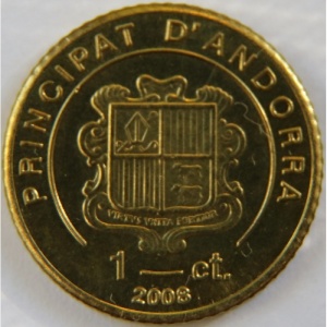 Аверс монеты Андорра, 1 сантим, 2005-2008
