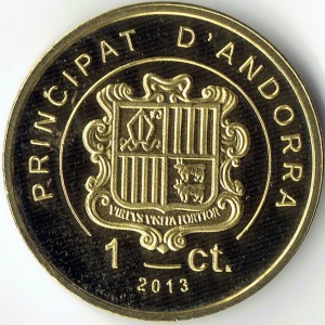 Аверс монеты Андорра, 1 сантим, 2013