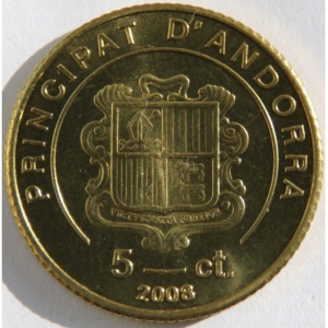 Аверс монеты Андорра, 5 сантимов, 2005-2008