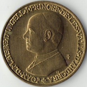 Аверс монеты Андорра, 1 динер, 1983