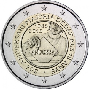 Аверс монеты Андорра, 2 евро, 2015, 30 лет реформе избирательного права