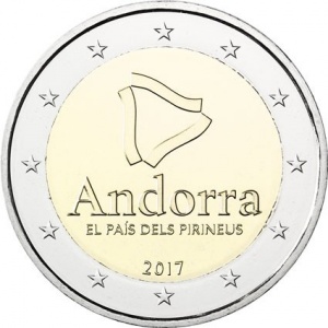 Аверс монеты Андорра, 2 евро, 2017, Андорра - Пиренейская страна