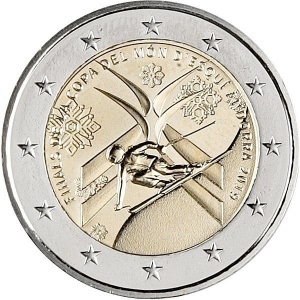 Аверс монеты Андорра, 2 евро, 2019, Финал Кубка мира по горнолыжному спорту