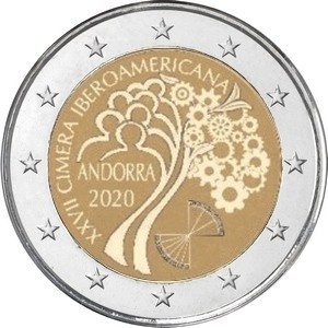 Аверс монеты Андорра, 2 евро, 2020, XXVII Иберо-американский саммит в Андорре
