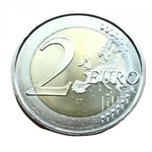 Реверс монеты Андорра, 2 евро, 2024, 100 лет лыжному спорту в Андорре